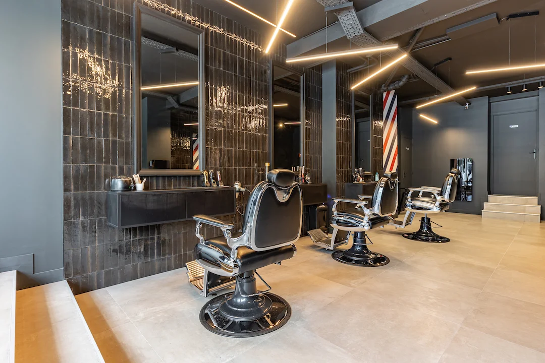 The Fade Room barbershop interior